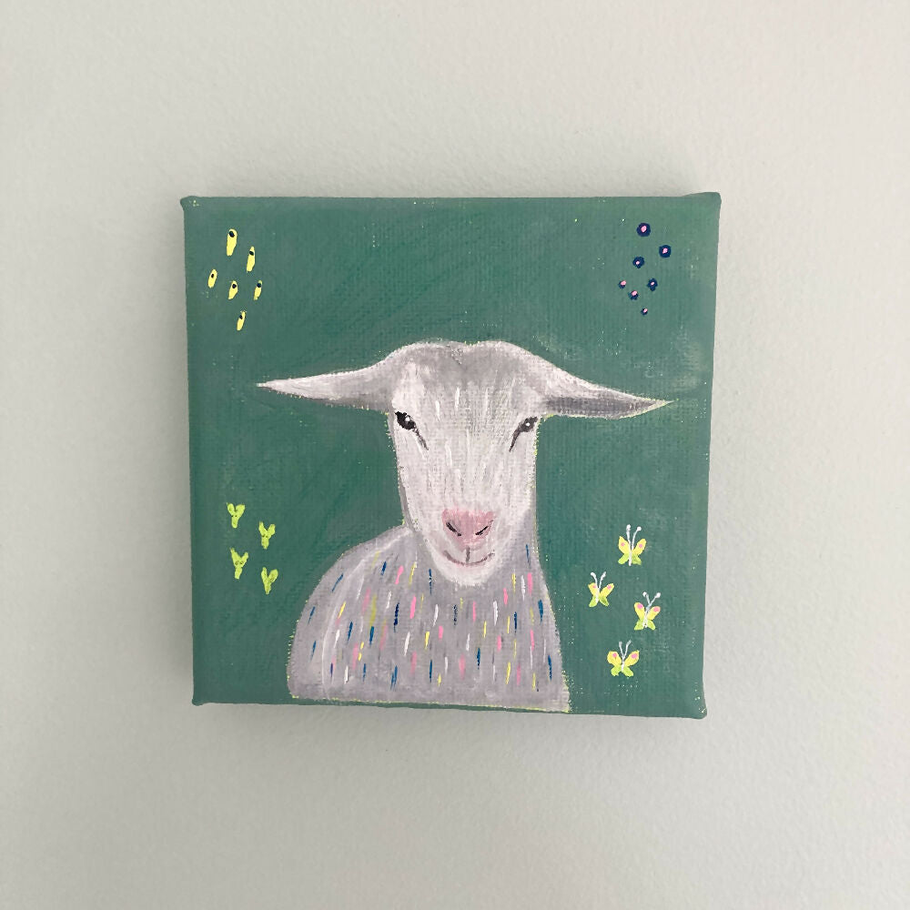 Original Mini Art Canvas featuring cute Goat