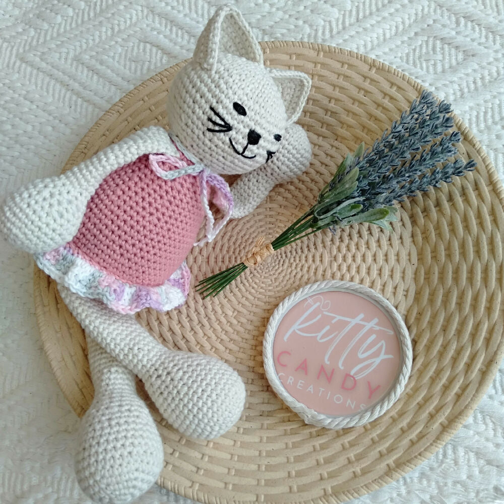 Handmade Crochet Toy Cat - 100% Cotton