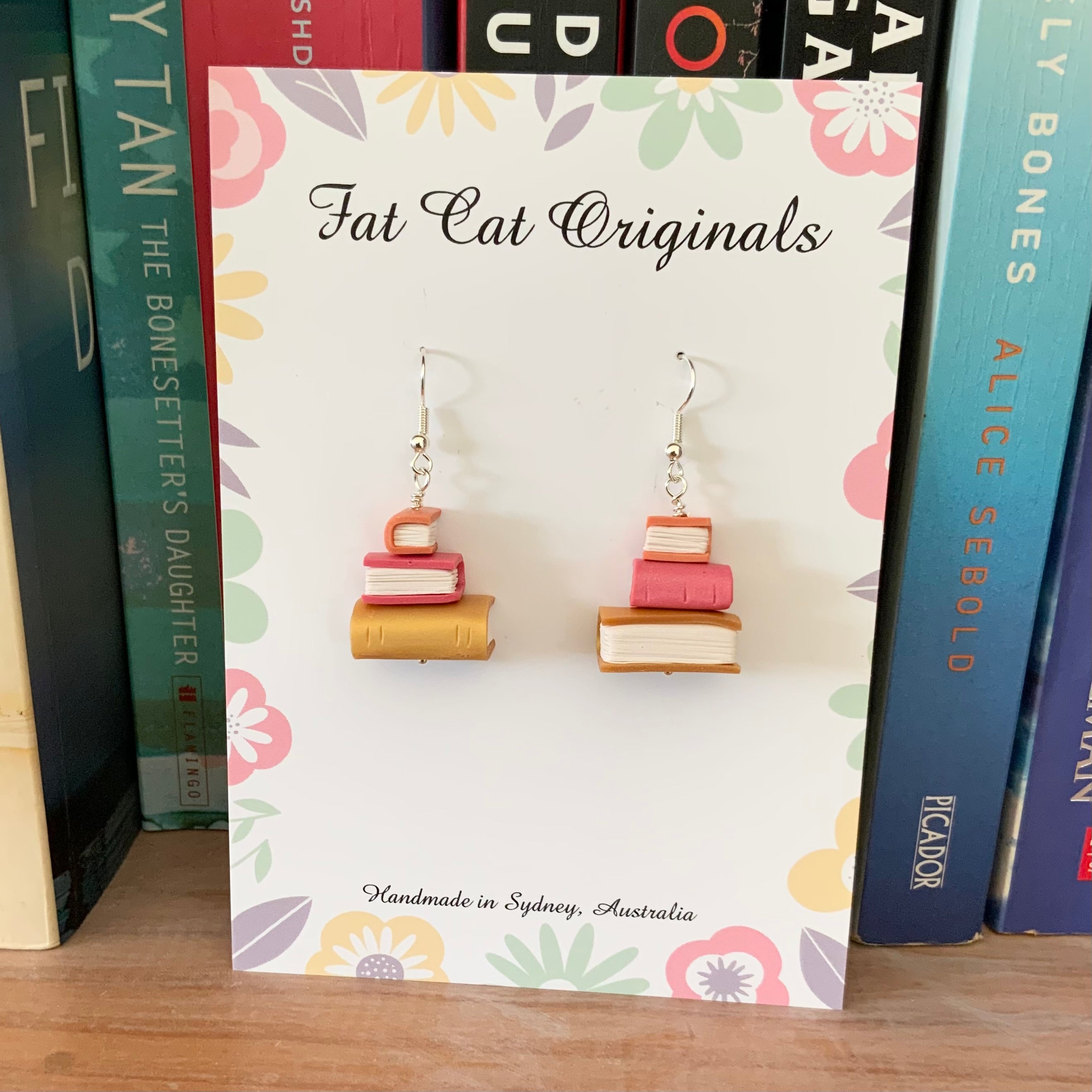 Stacked Stories Earrings – The Sunset Stories Stacks | Handmade Book Lover Gift | Mini Book Stack Dangles