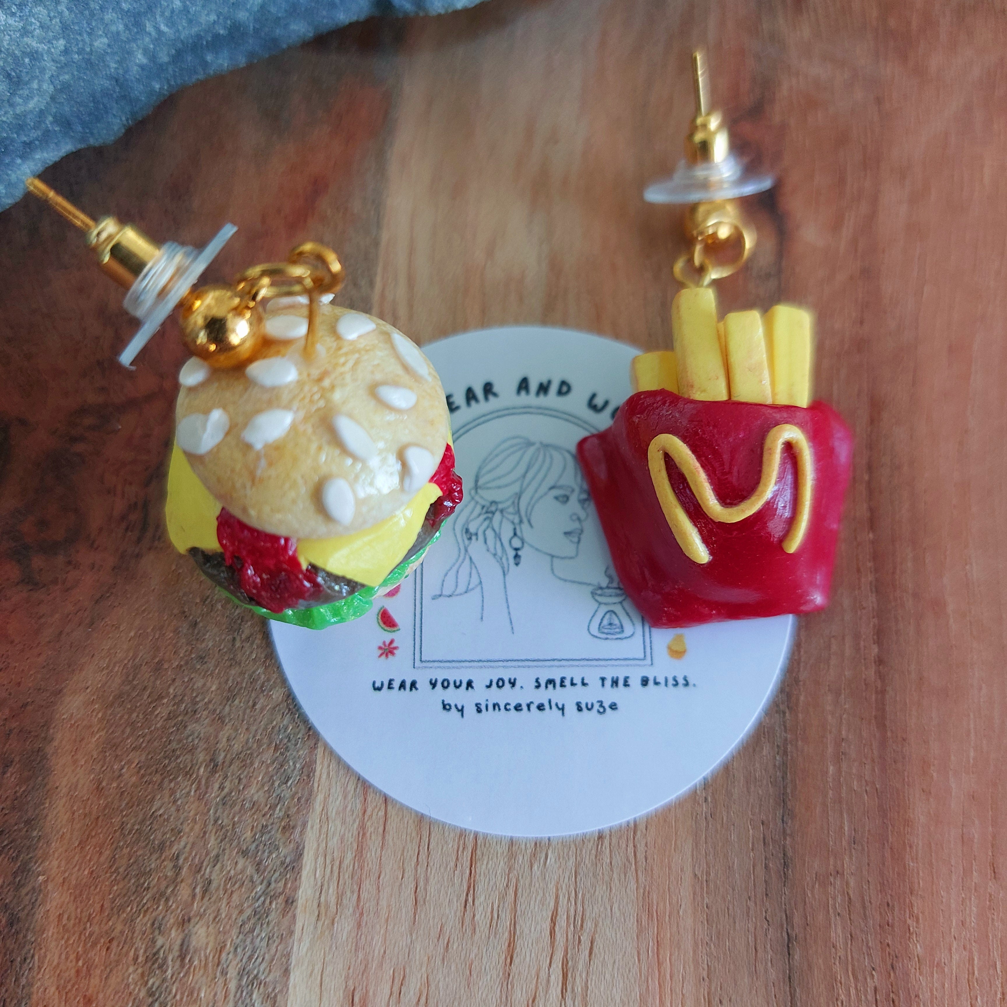Burger & Fries Earrings | Food Inspired Statement Earrings