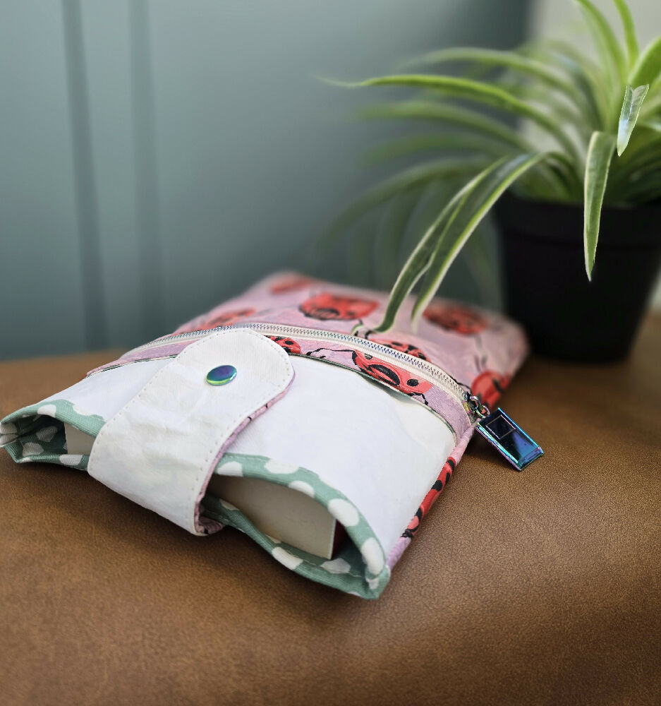 Book sleeve. Pink. Lady birds. Lady beetles.