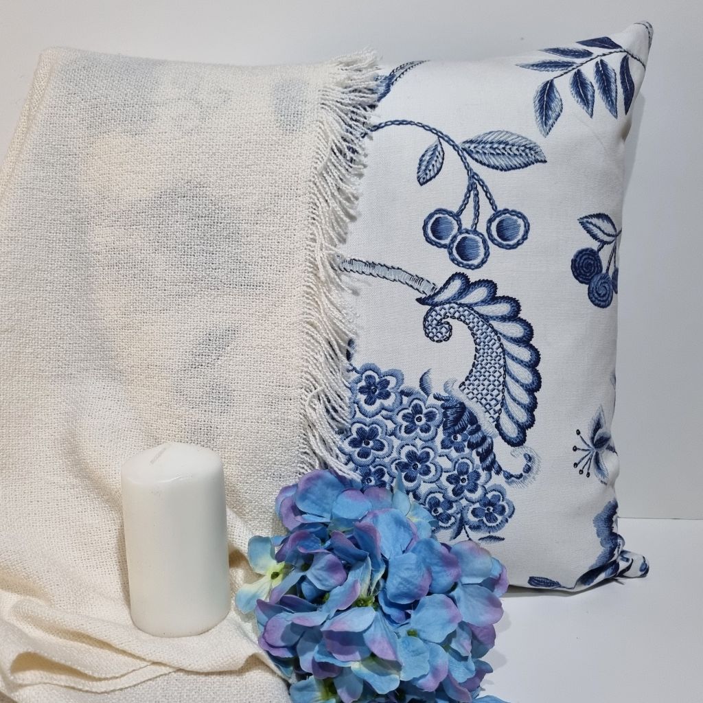 Blue and White Floral Cushion Covers-Hamptons Style-45x45cm