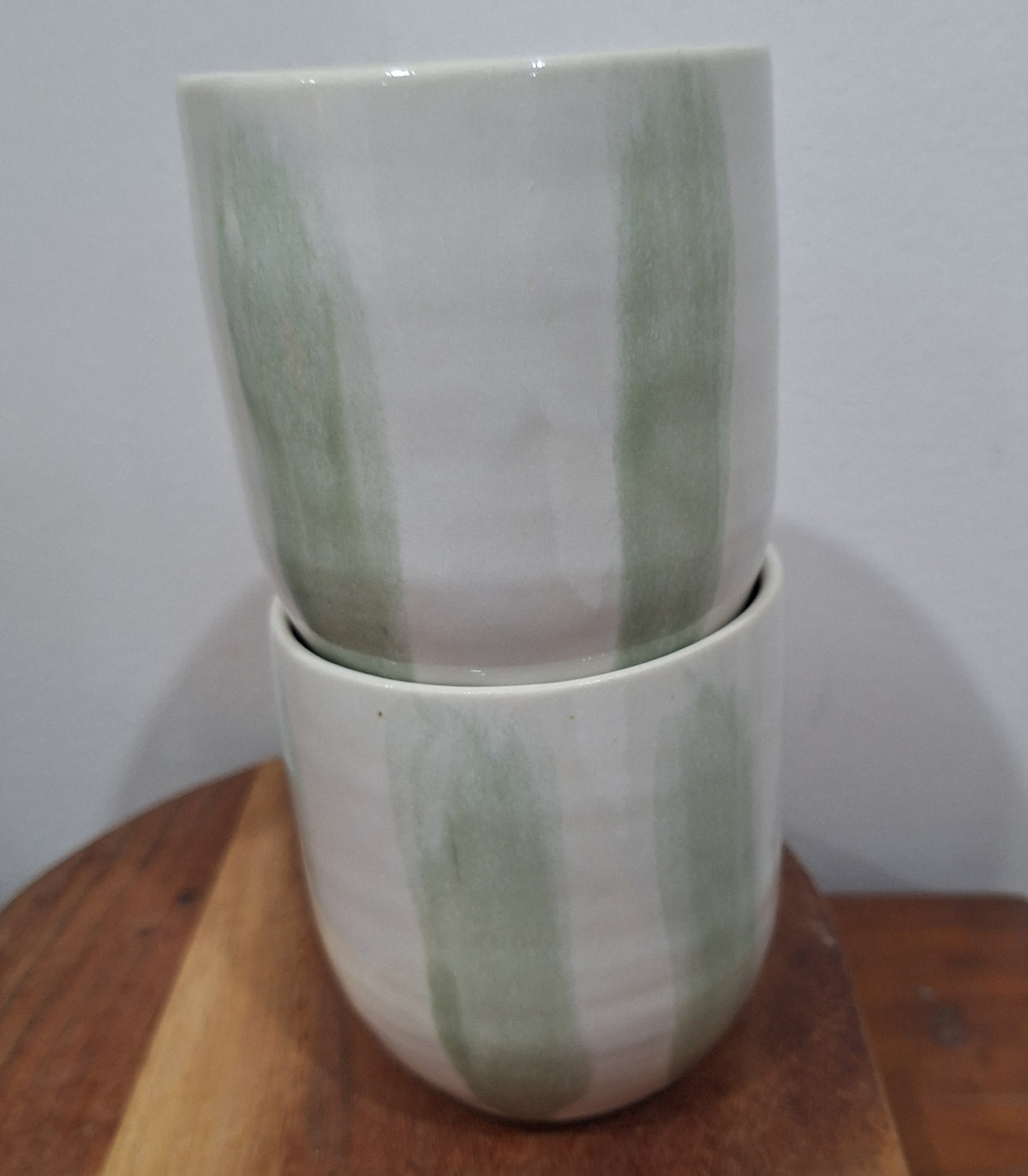 Latte Love - white with green stripes
