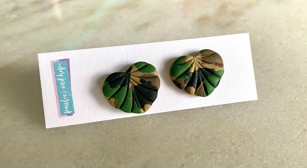 Polymer Clay Statement Studs - Leaf #1