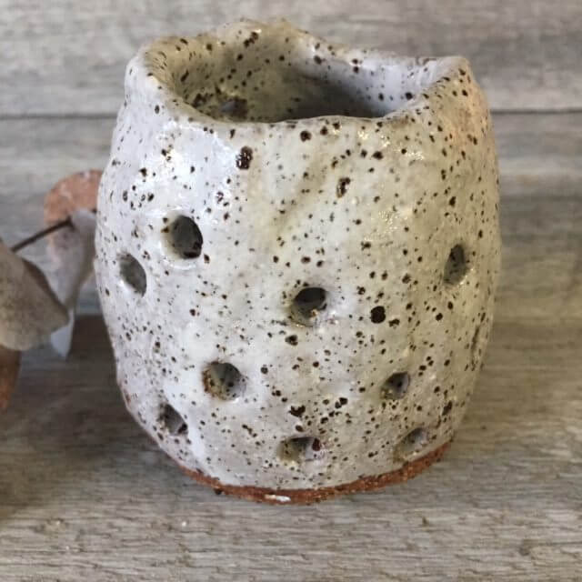 Handmade Rustic Luminary Candlelight Holder - White glaze