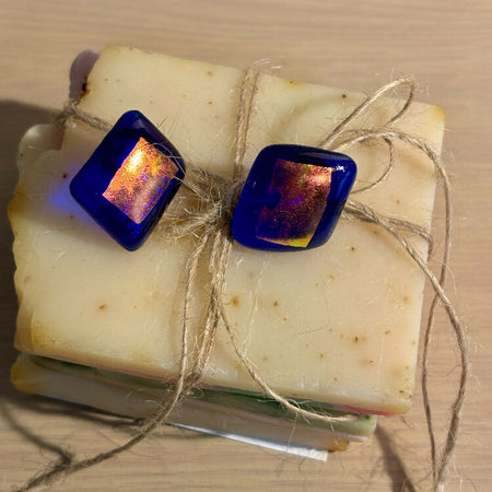 Dichroic Glass Earrings - Indigo and Violet