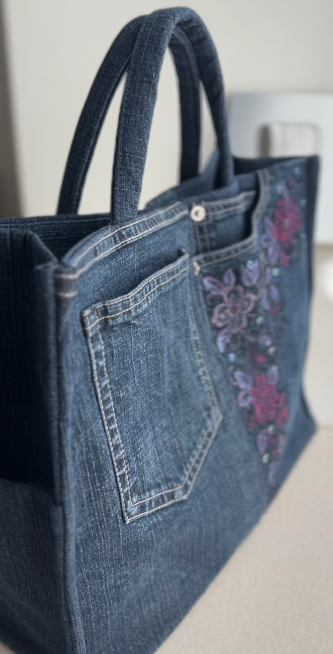 Upcycled Denim Tote with Pure Cotton Lining