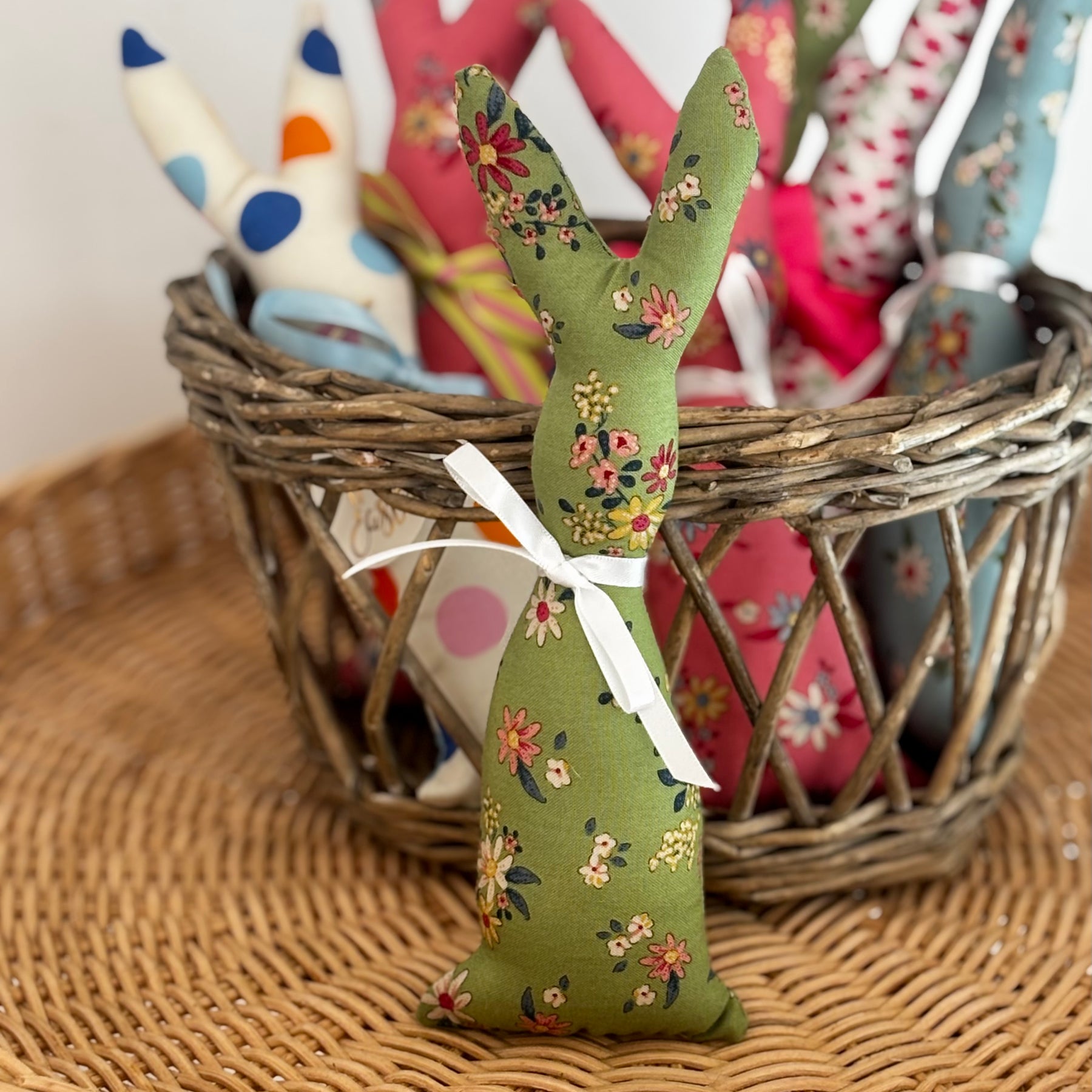 Green Handmade Fabric Easter Bunny
