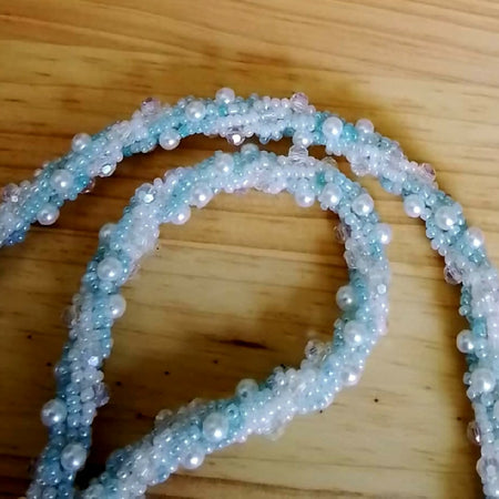 Handmade Sparkly Blue beadwoven necklace