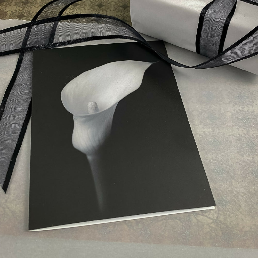 black and white calla lily greeting card