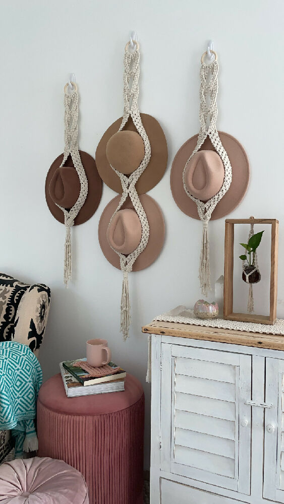 Macrame Hat Hanger Set of 3