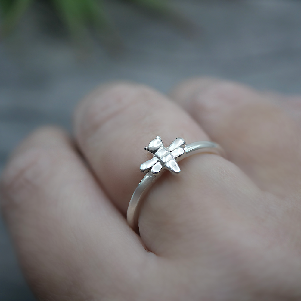 bee ring sterling silver hand sml