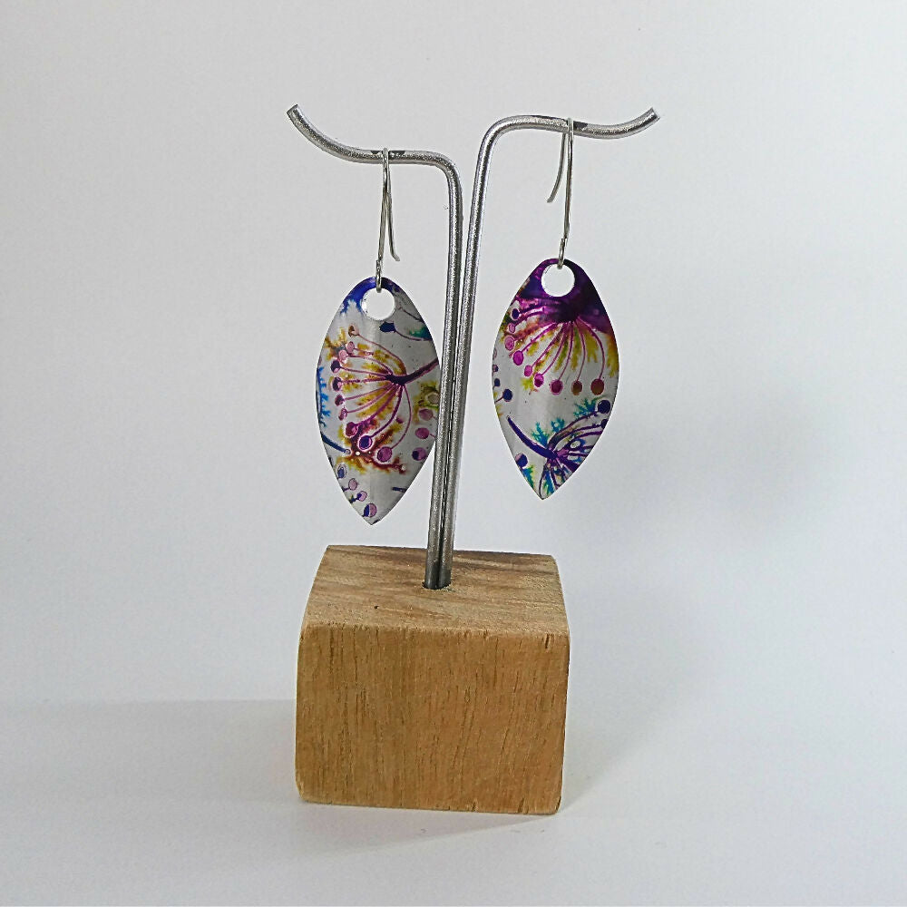 Printed Australian floral anodised aluminium earrings