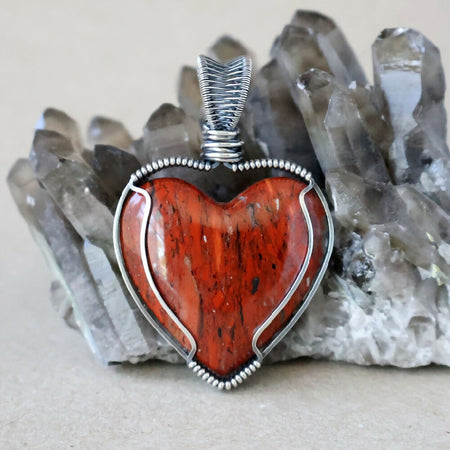 Red Jasper Heart Pendant - Handcrafted with Australian Made Sterling Silver