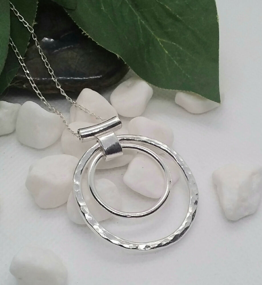 Sterling silver double circle pendant