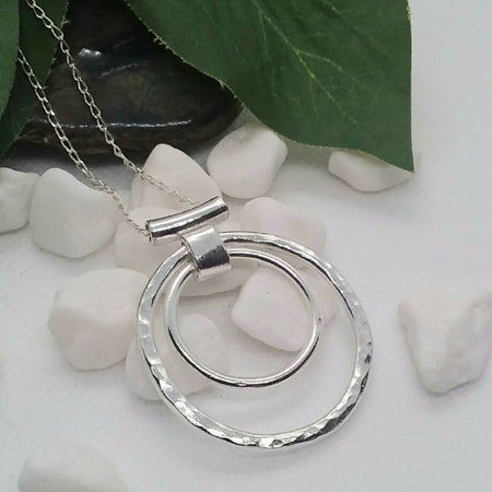 Sterling silver double circle pendant