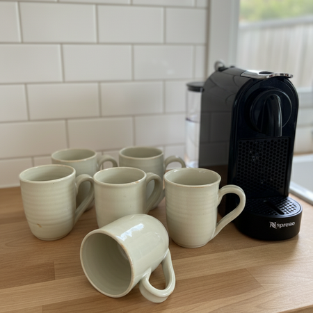 SALE! Handmade set of 6 Shino Glazed Coffee Cups