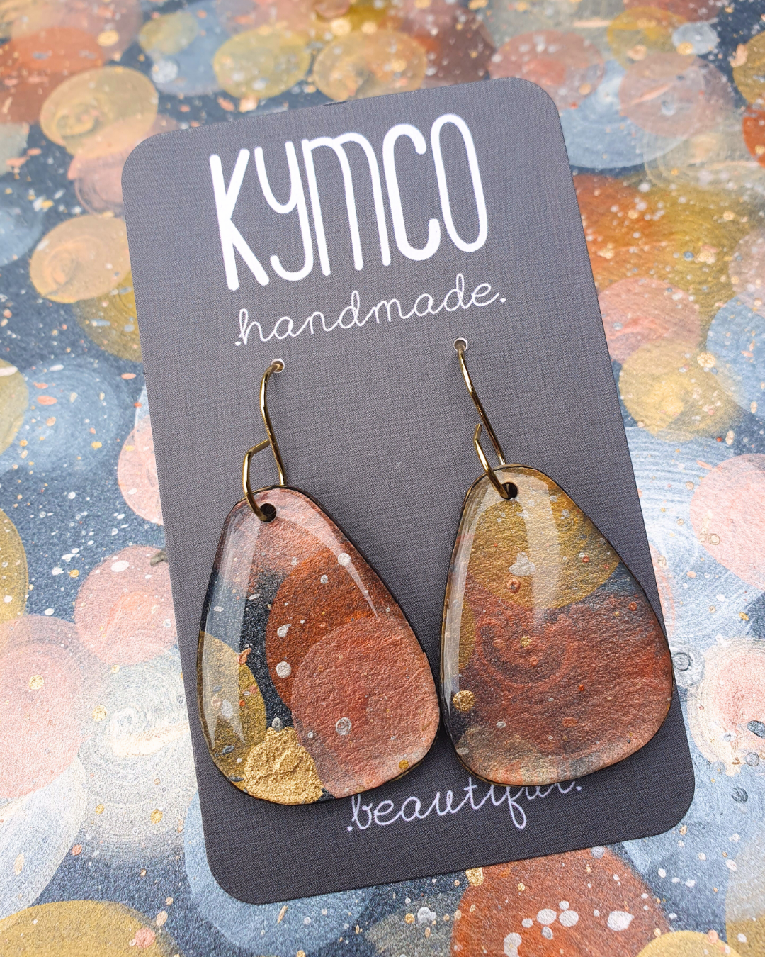 The Desert Dreaming Collection | Resin art jewellery | Large dangle earrings