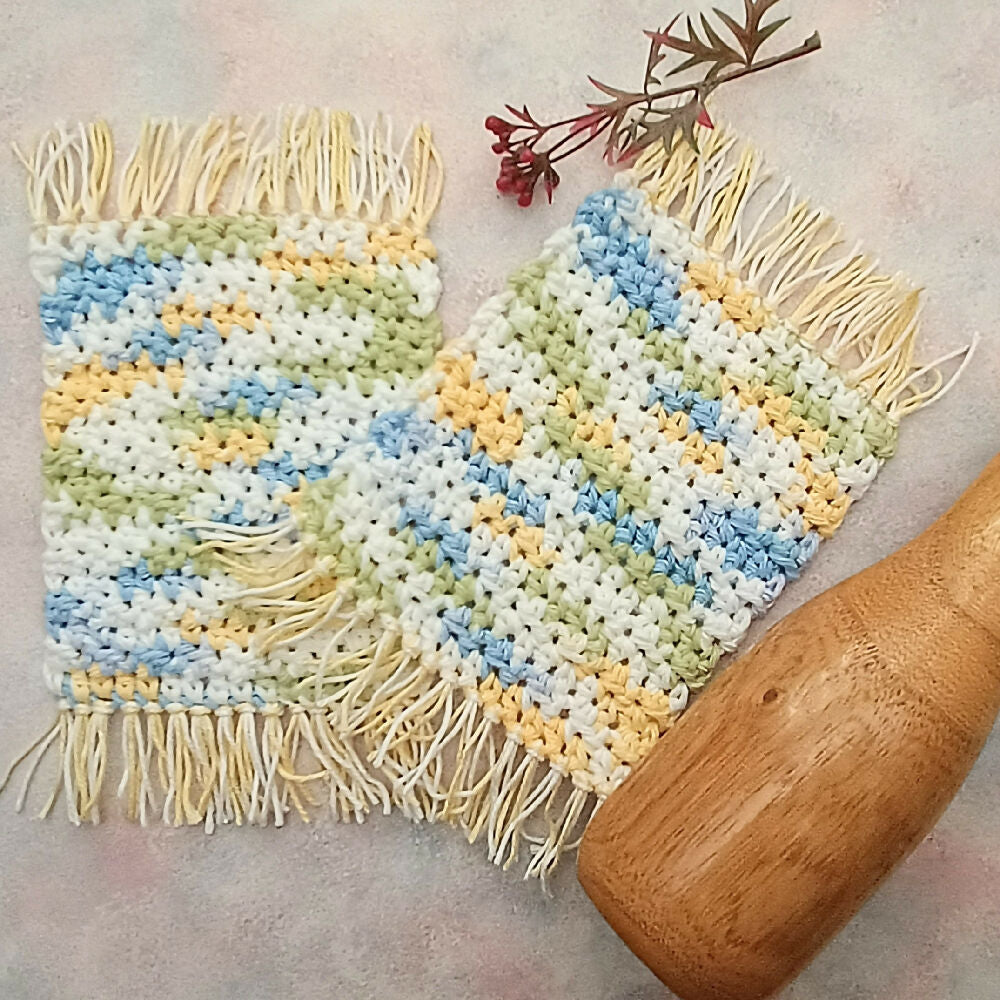 Crochet Cotton Mug Rug Pairs