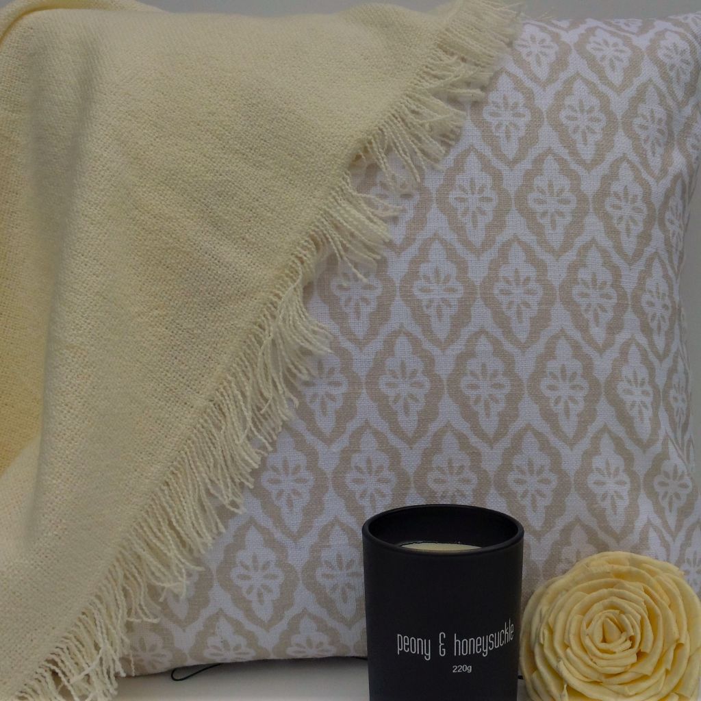 Classic design cushion beige and white cushion cover.