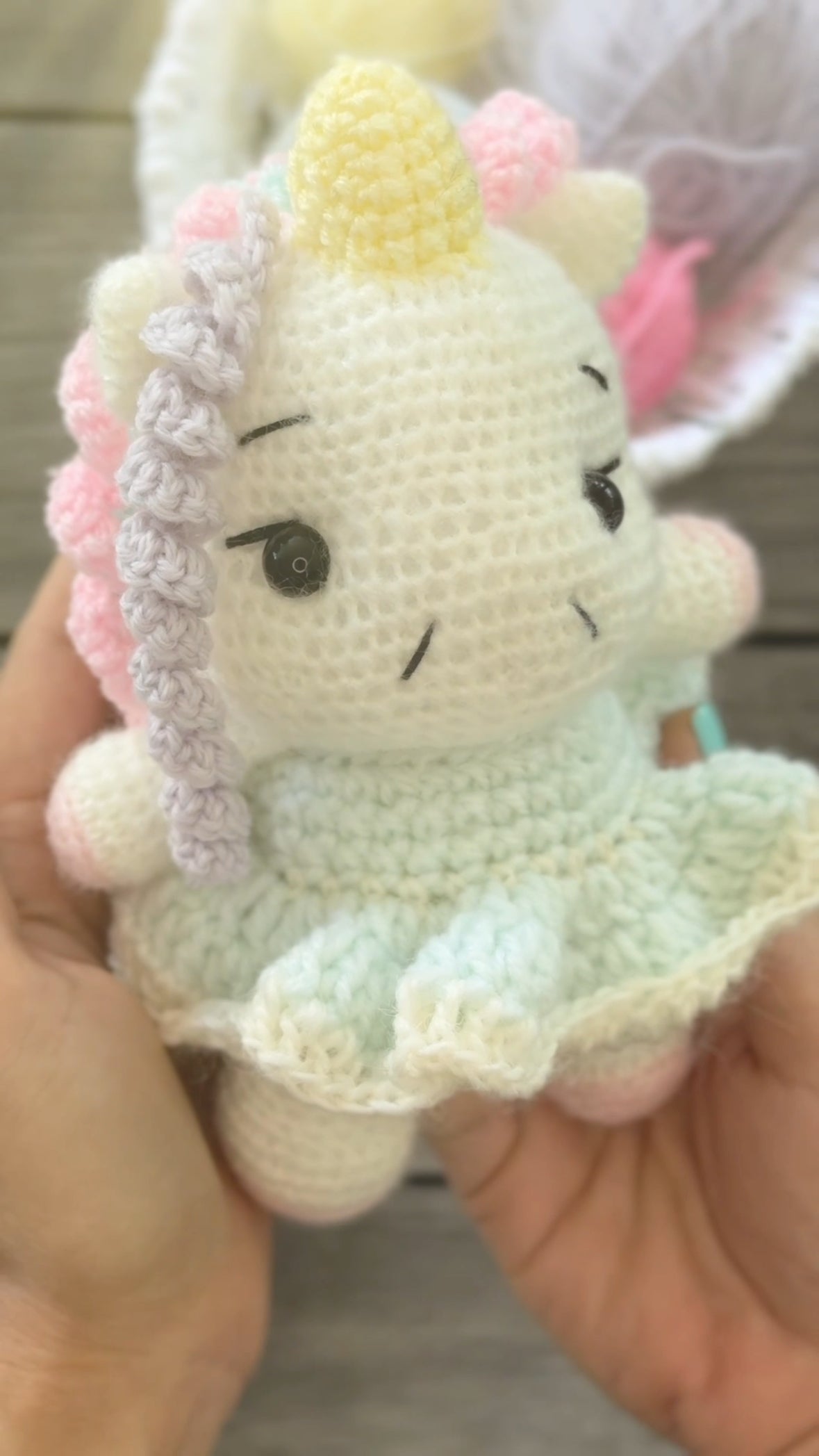Handmade Crochet Unicorn in Mint Dress