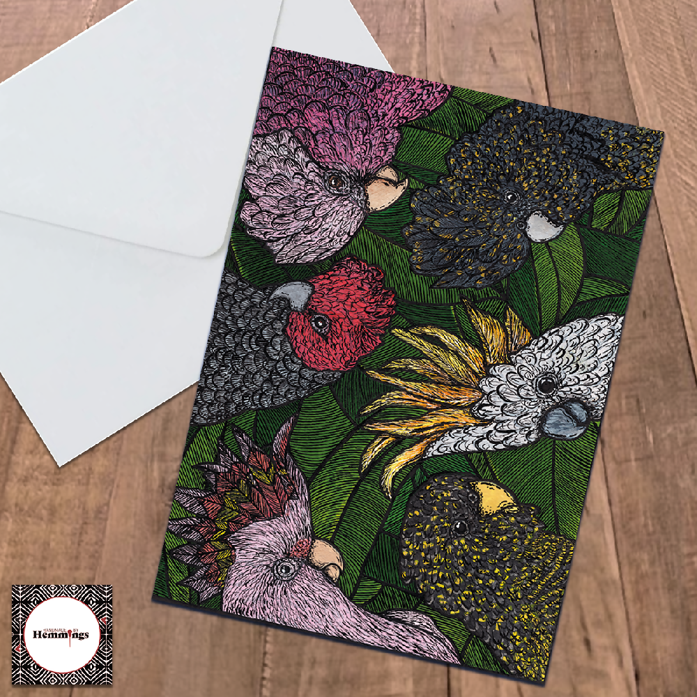 Bundle 5 Australian Bird Collage Greeting Cards with Envelopes