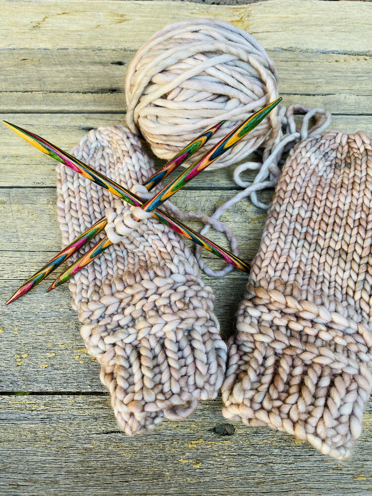Ladies Gloves, Beige Mittens, Knitted Gloves
