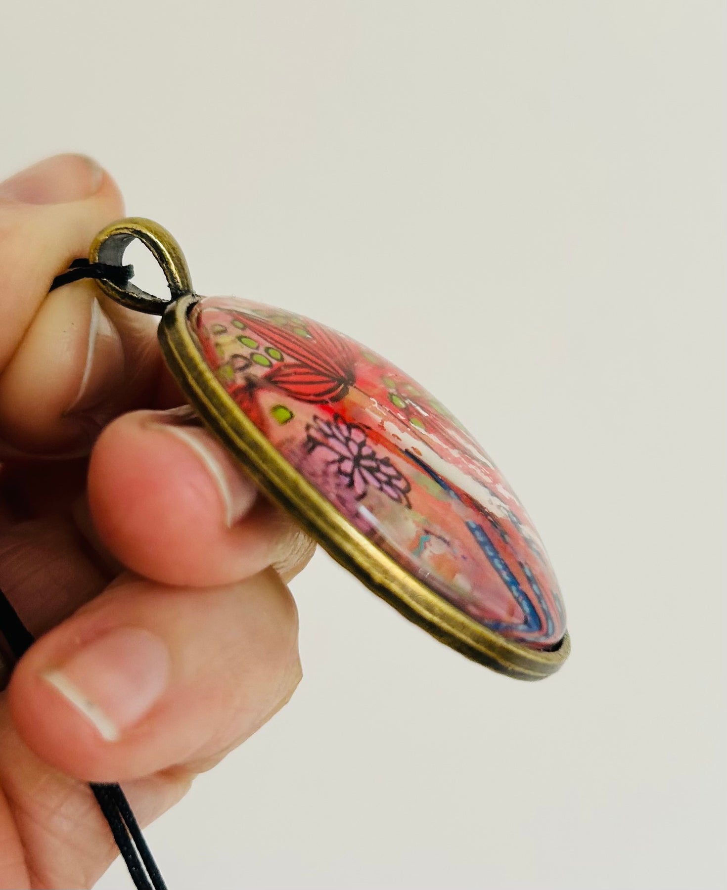 Hand-painted necklace : Ruby Sunshine