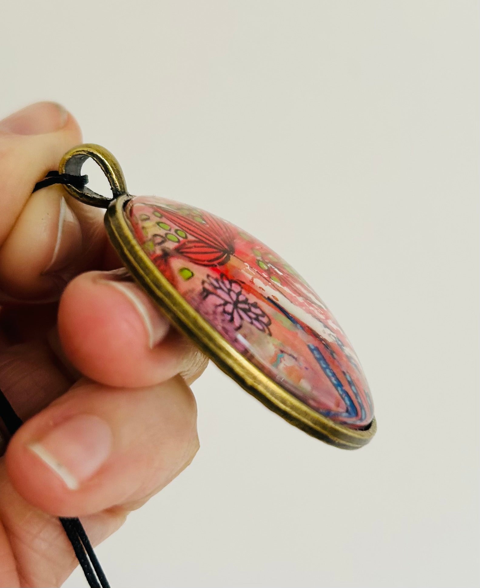 Hand-painted necklace : Ruby Sunshine