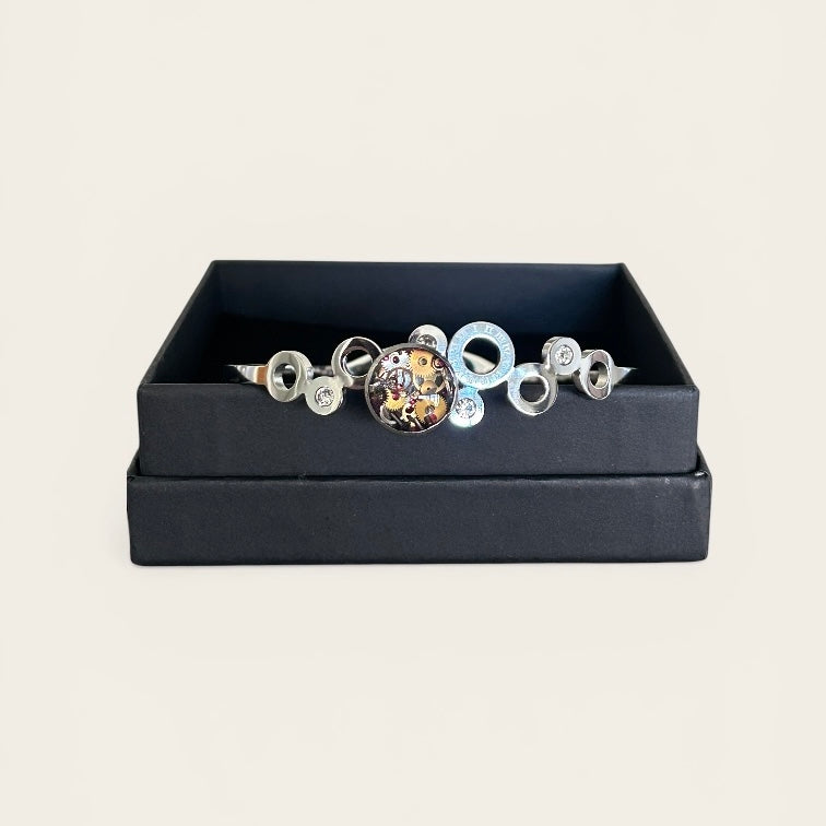 Steampunk Ladies watch parts hinged bangle