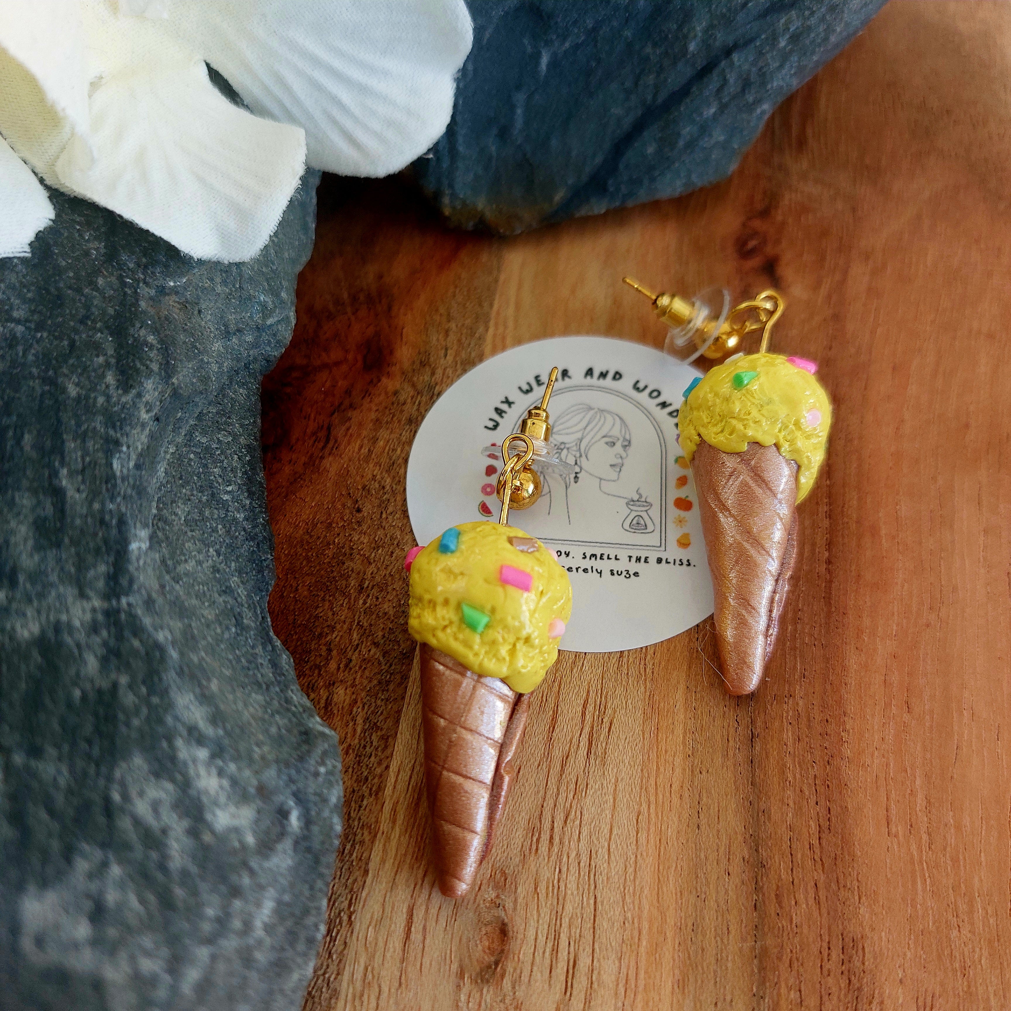 Sprinkle Ice Cream Cone Earrings | Food Inspired Statement Earrings