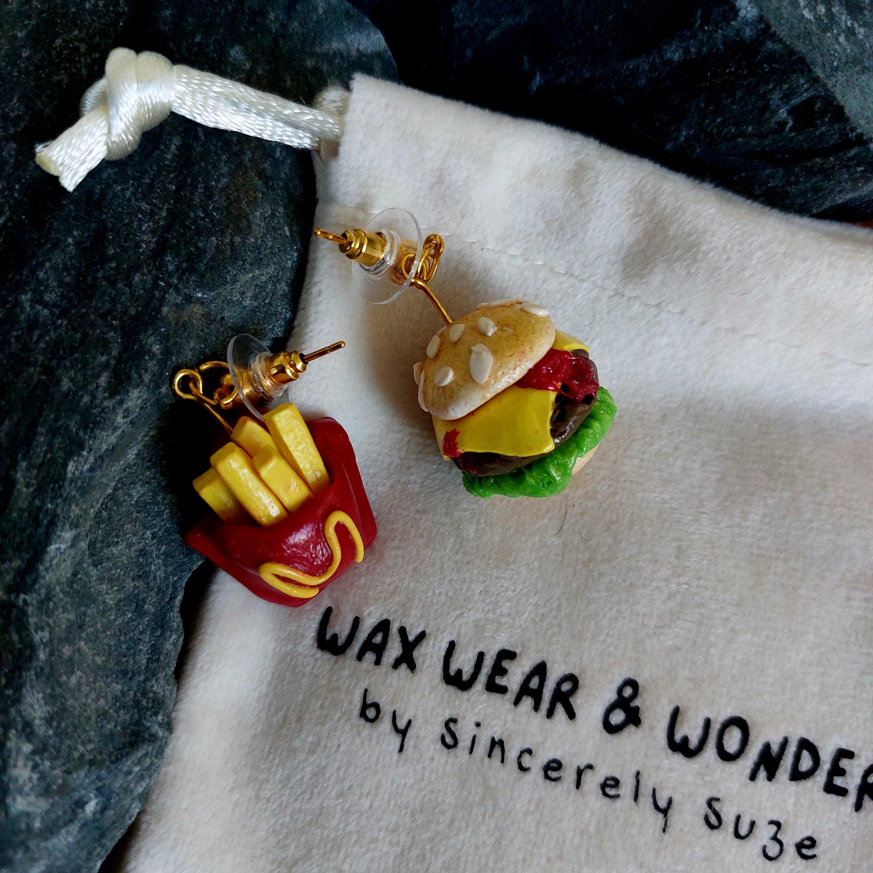Burger & Fries Earrings | Food Inspired Statement Earrings