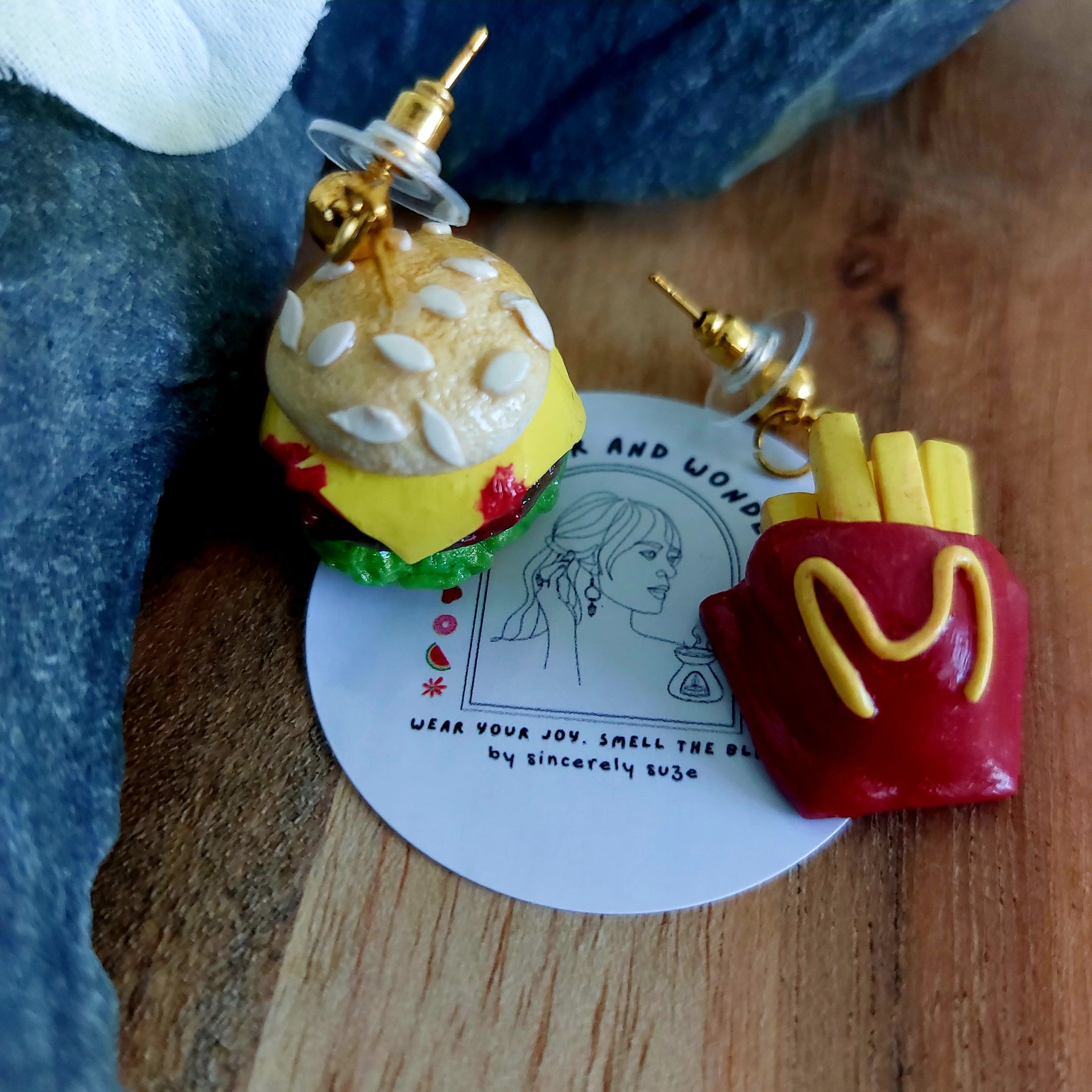 Burger & Fries Earrings | Food Inspired Statement Earrings