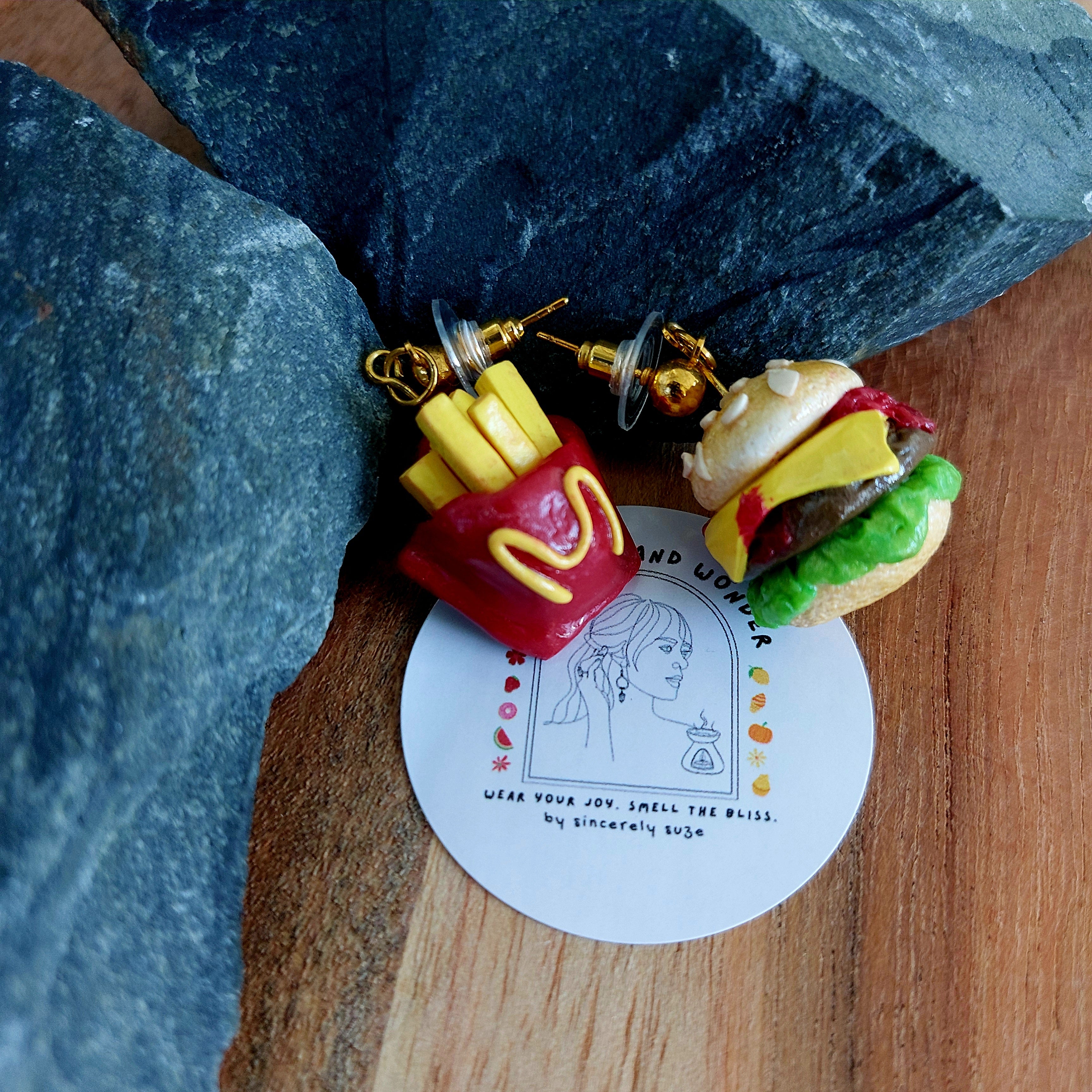 Burger & Fries Earrings | Food Inspired Statement Earrings