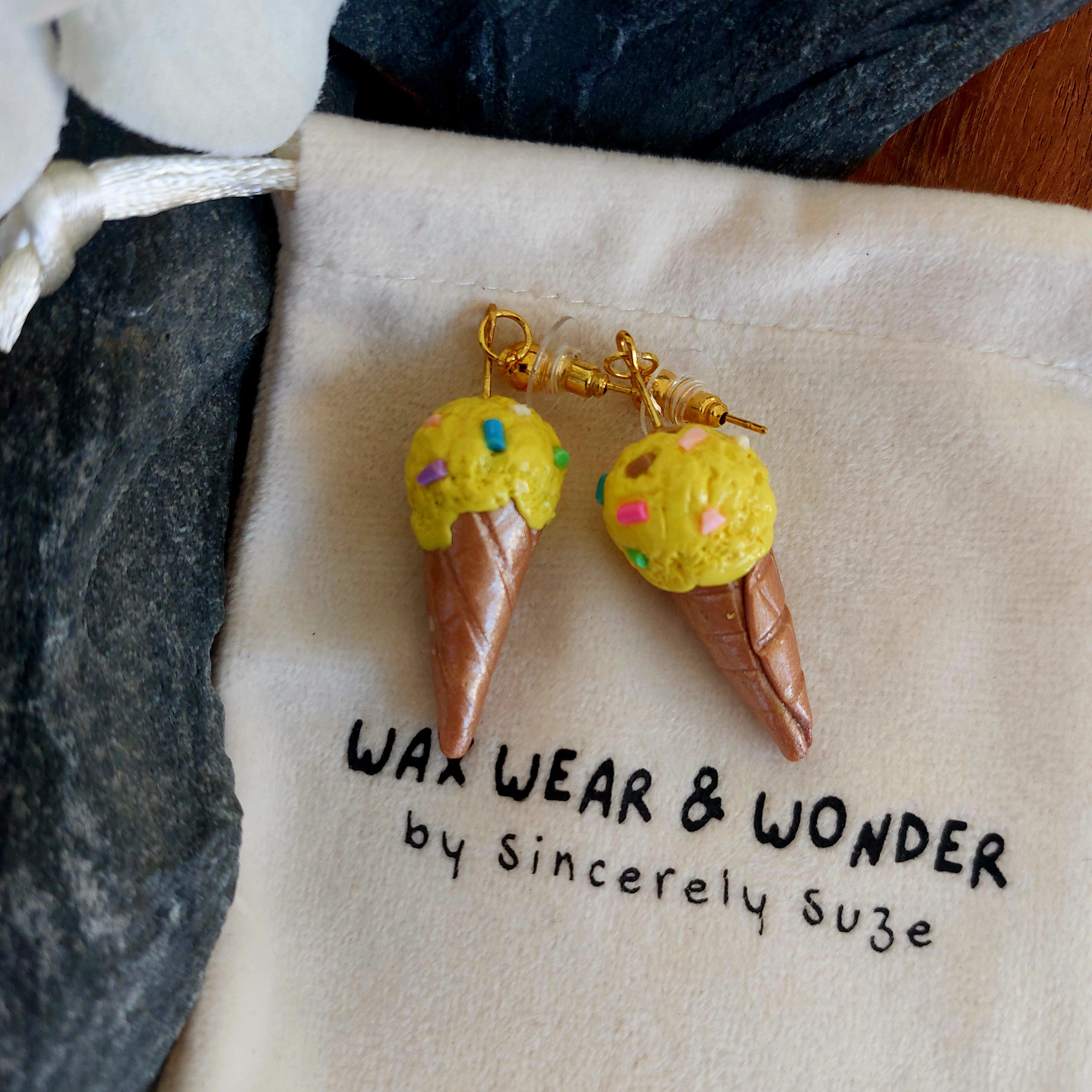 Sprinkle Ice Cream Cone Earrings | Food Inspired Statement Earrings