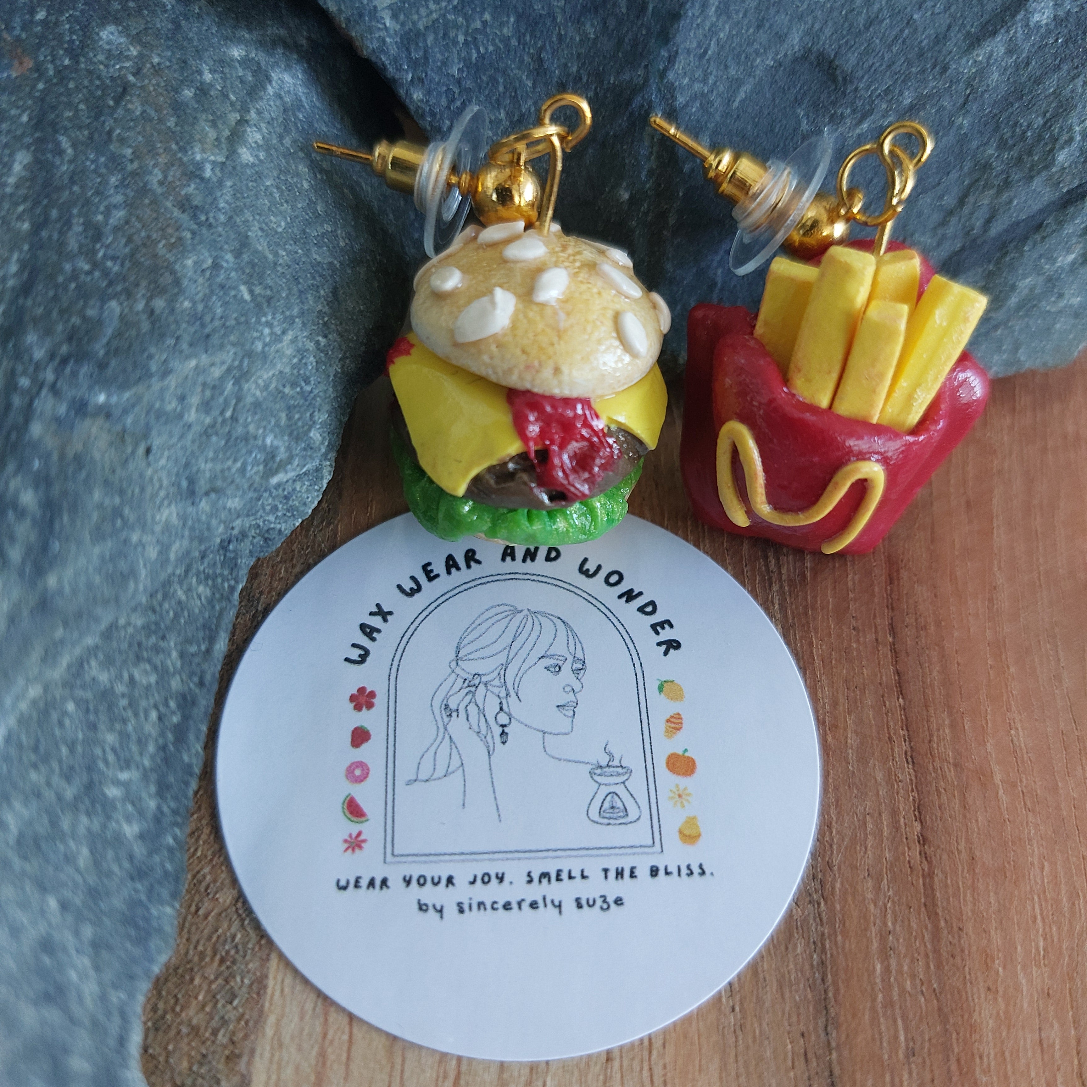 Burger & Fries Earrings | Food Inspired Statement Earrings