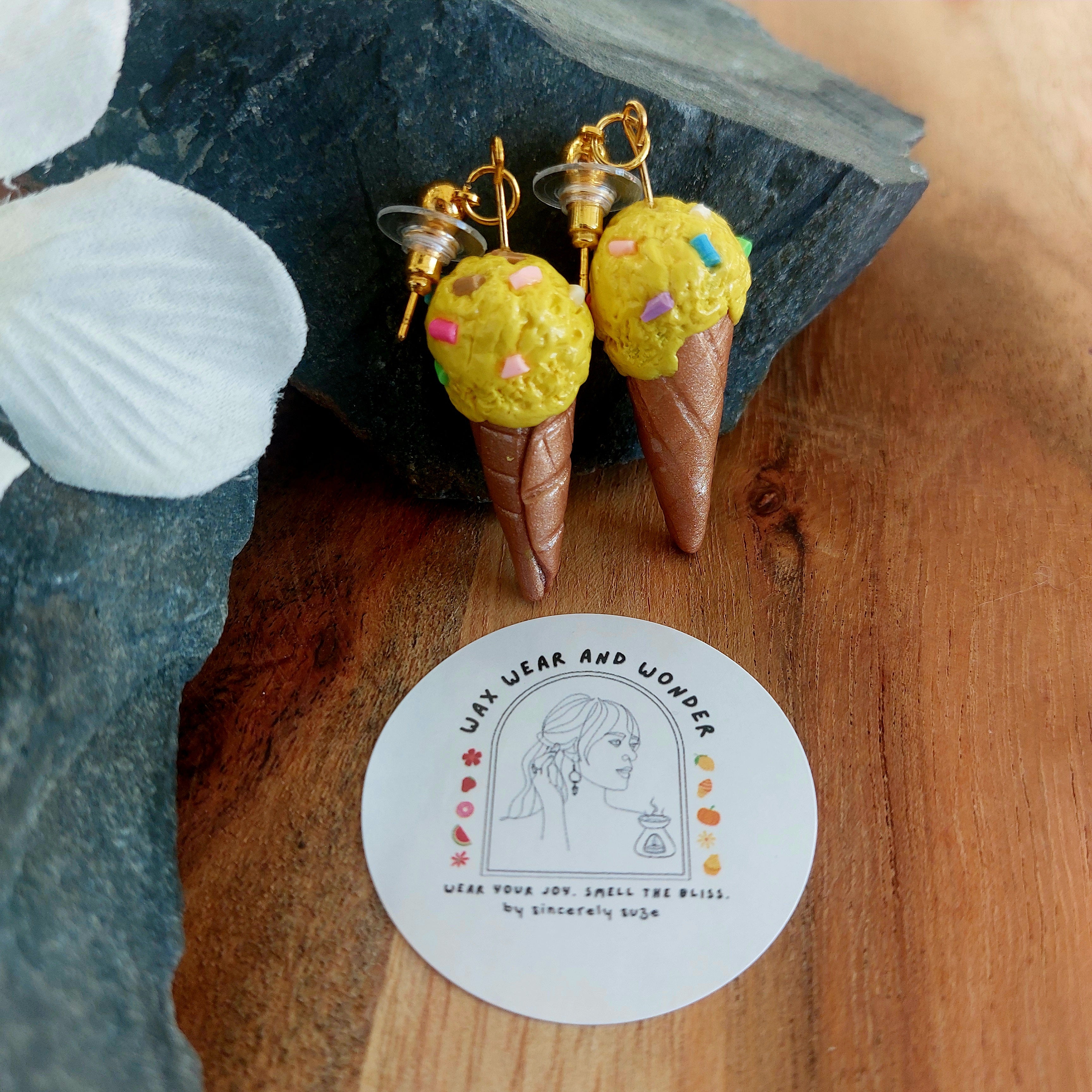 Sprinkle Ice Cream Cone Earrings | Food Inspired Statement Earrings