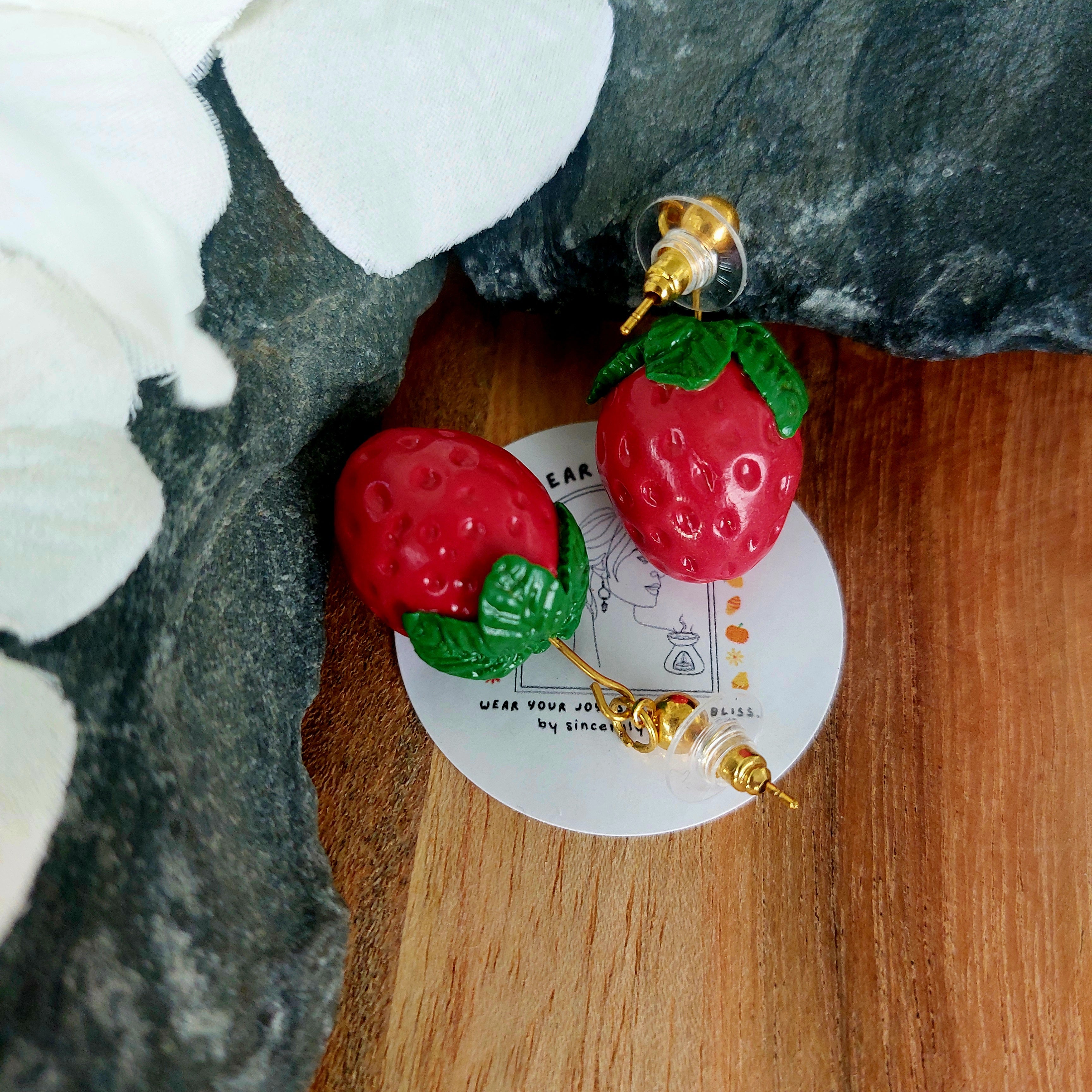 Strawberry Earrings | Food Inspired Statement Earrings