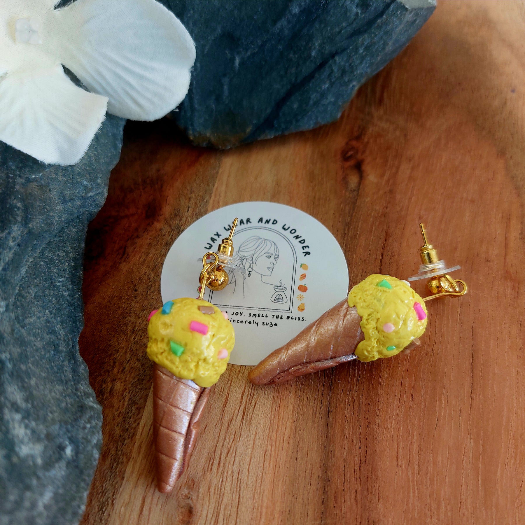 Sprinkle Ice Cream Cone Earrings | Food Inspired Statement Earrings
