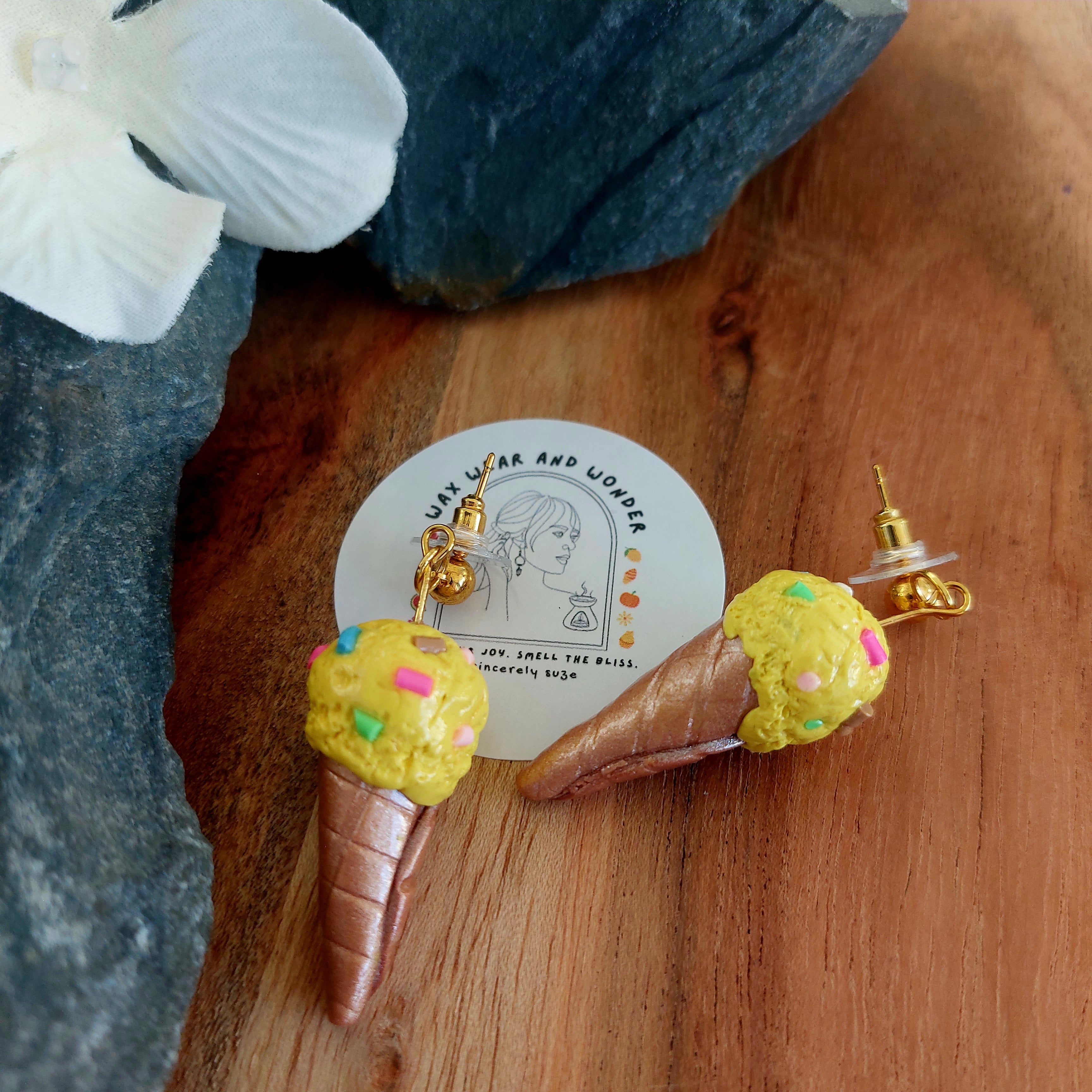 Sprinkle Ice Cream Cone Earrings | Food Inspired Statement Earrings