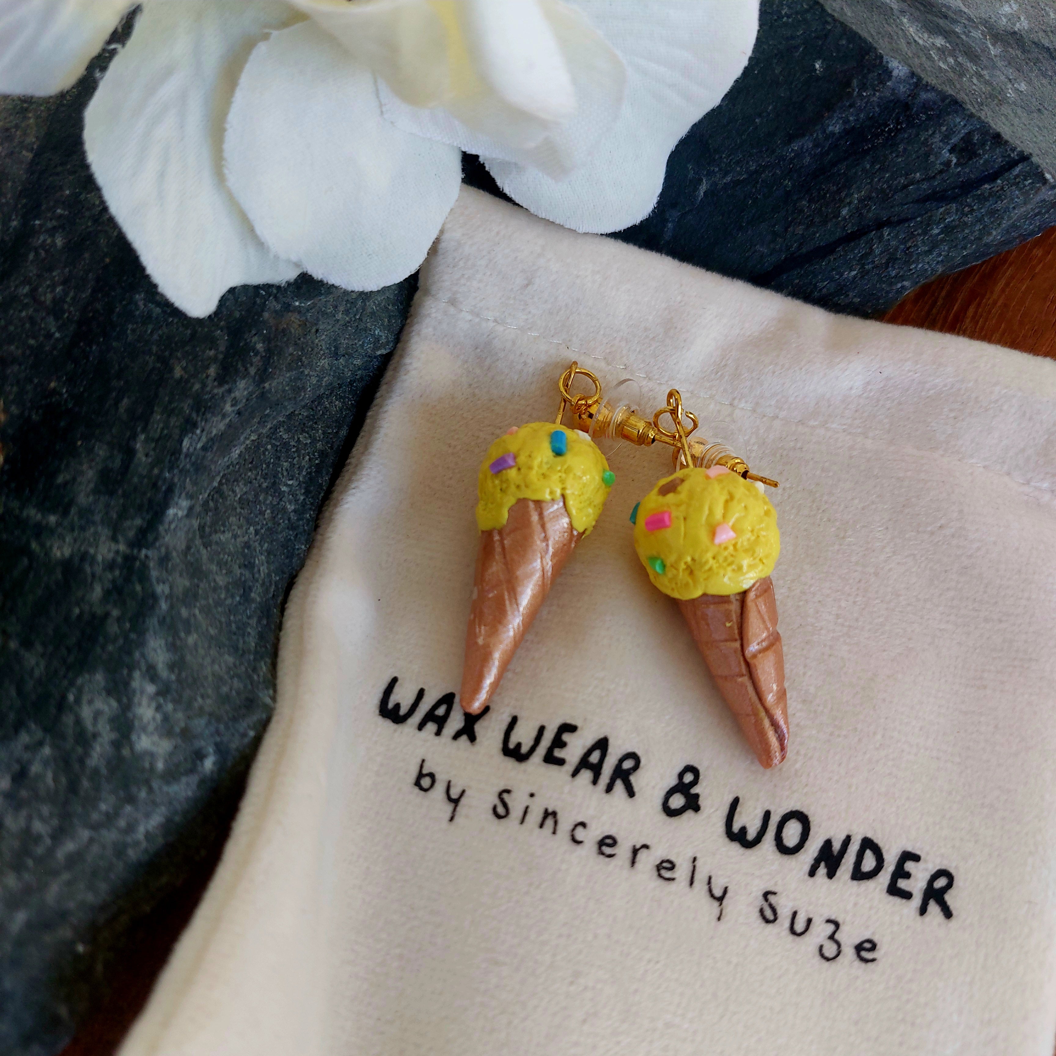 Sprinkle Ice Cream Cone Earrings | Food Inspired Statement Earrings