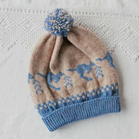 Dusty blue beanie: Fairisle. Handmade. Free shipping