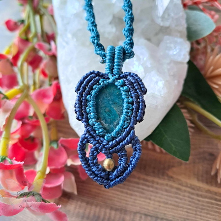 Blue Apatite Micromacrame Necklace