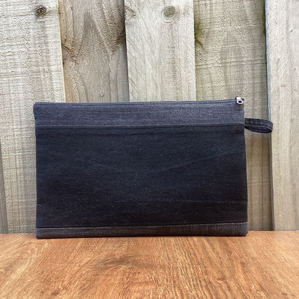 Upcycled Grey Denim Pencil Case – Back Pockets - Large
