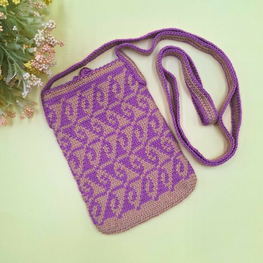 Tapestry Crochet Phone Bag Small Purple - Back