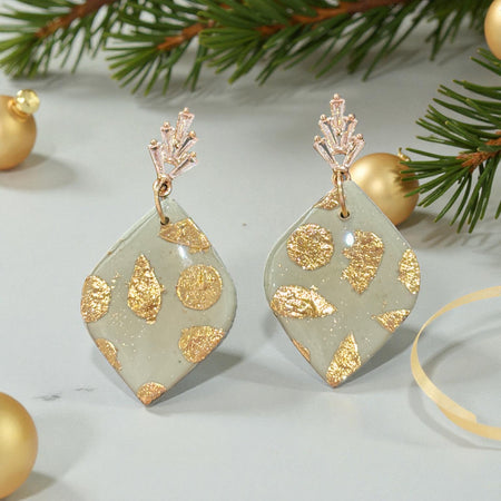Gold Leaf Luxe Polymer Stud Drops
