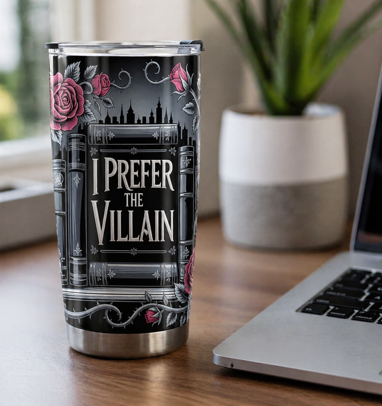 I Prefer the Villain Insulated 20oz Tumbler – Book Lover's Gift $25 🖤📚