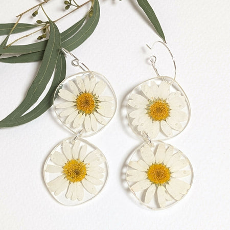 Double daisy statement earrings