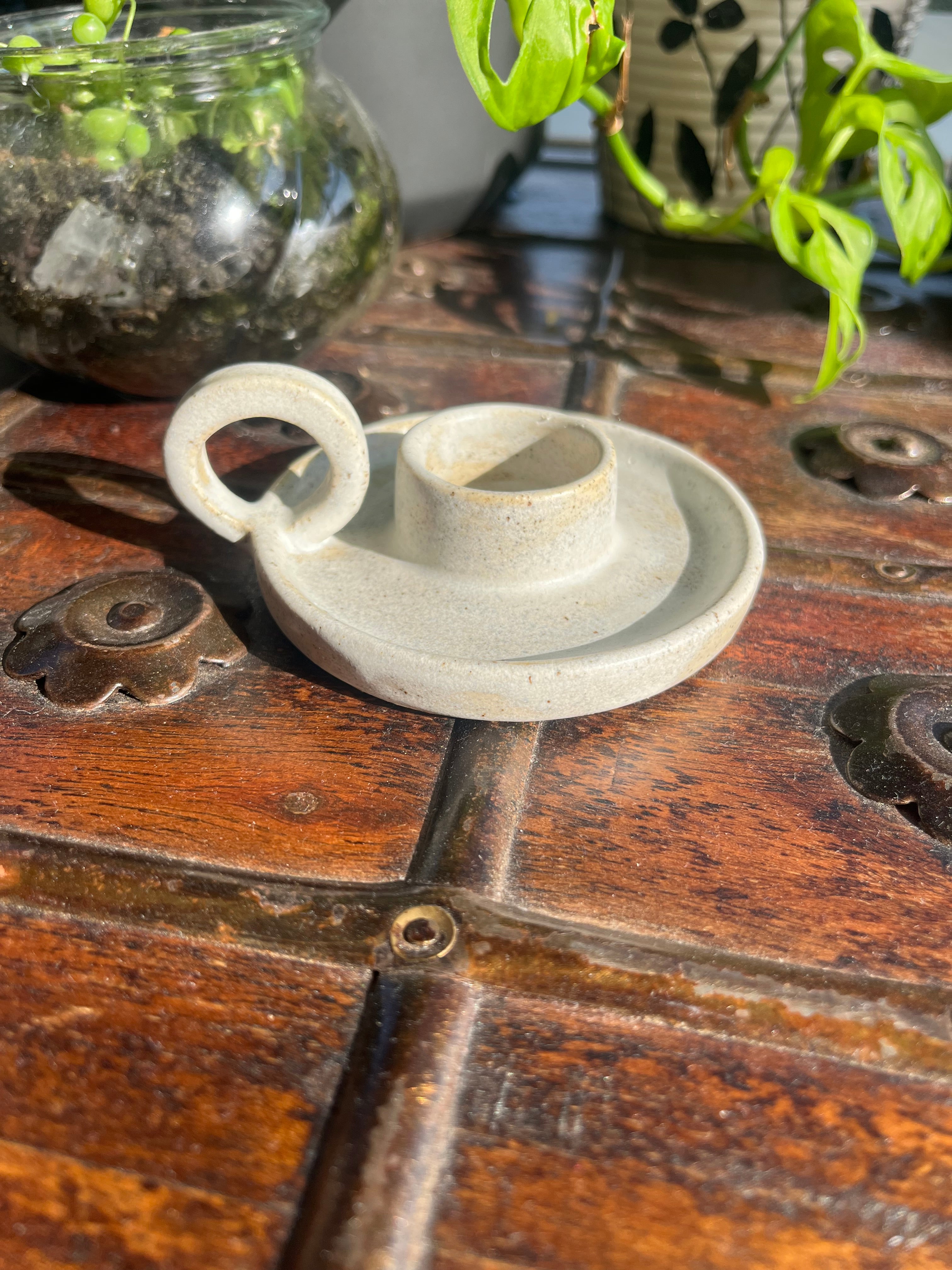 Ceramic White Candlestick Holder