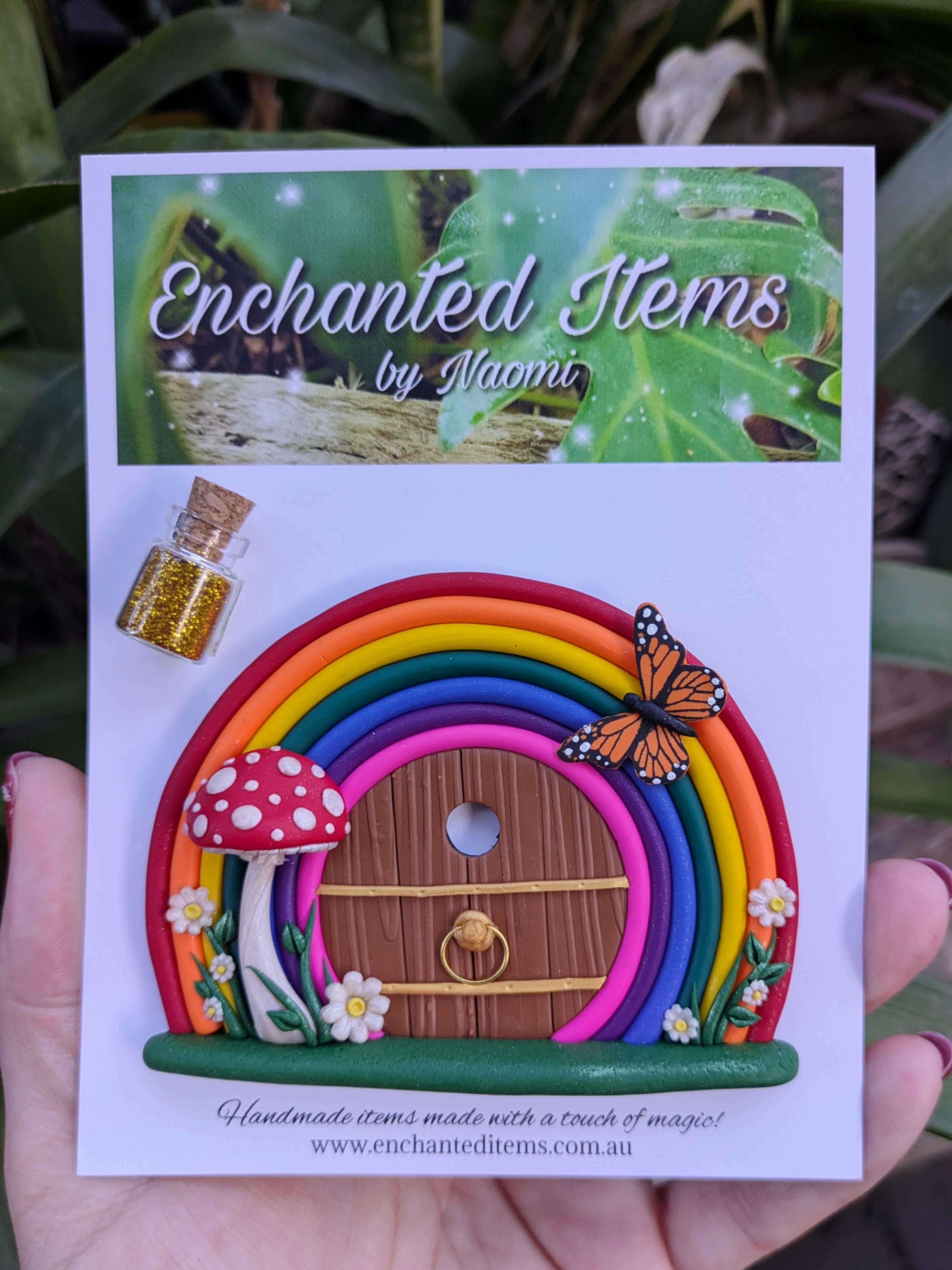 Mini Rainbow Fairy Door with Butterfly – Two Colour Options